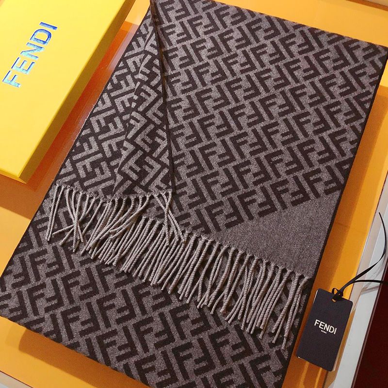 Affordable Fendi FF Scarf In Wool Grey