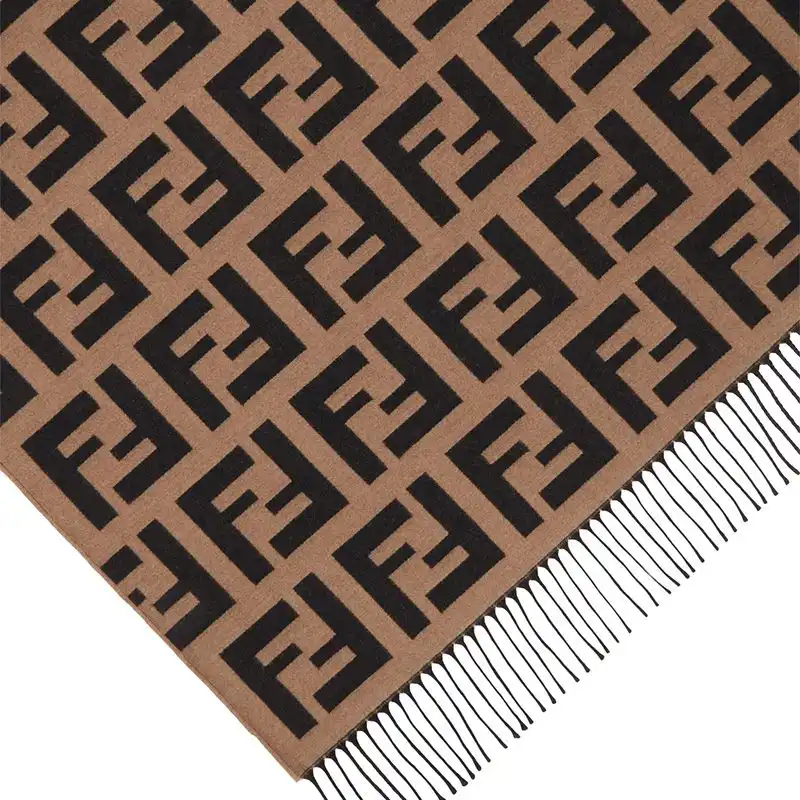 Affordable Fendi FF Triangle Scarf In Cashmere Brown