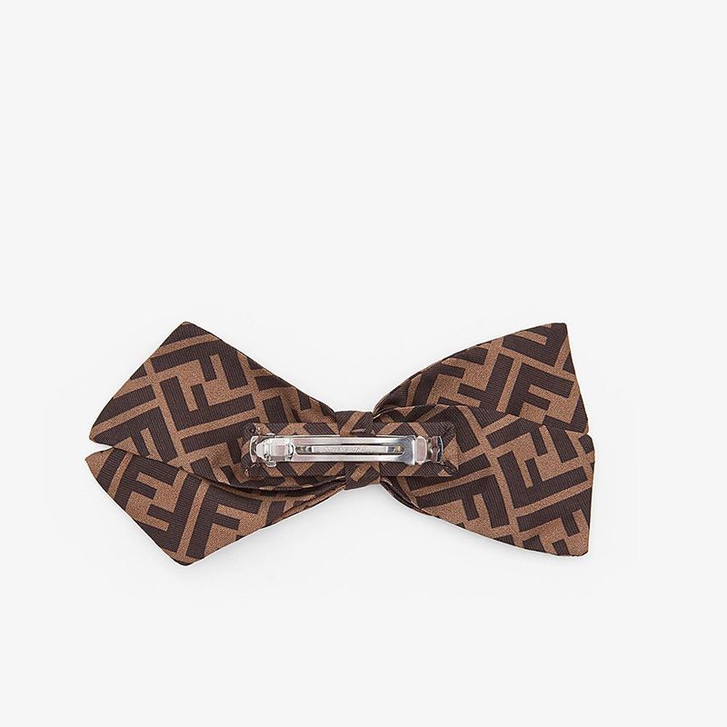 Affordable Fendi FF Bow Hair Clip In Silk Brown