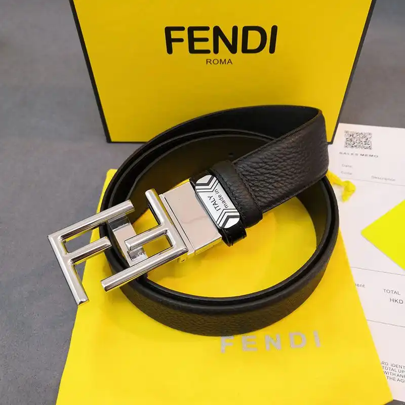 Fendi FF Buckle Reversible Belt In Calf Leather Black