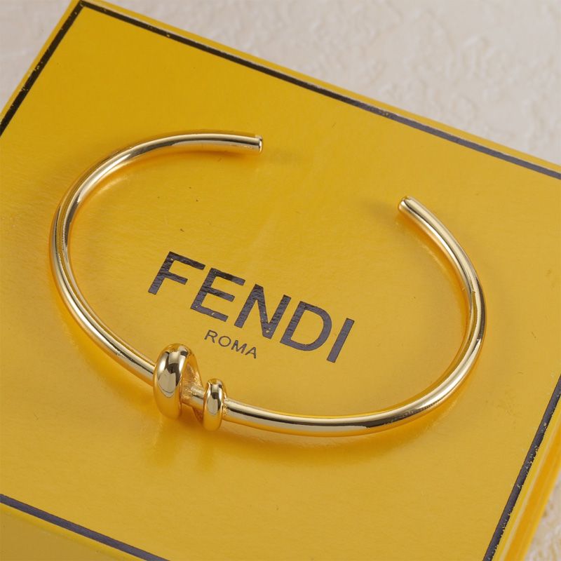 Affordable Fendi Filo F Bangle Bracelet In Metal Gold