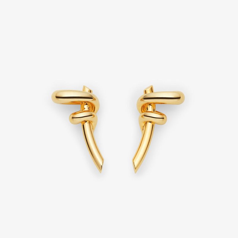 Affordable Fendi Filo F Earrings In Metal Gold