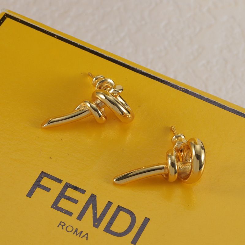 Affordable Fendi Filo F Earrings In Metal Gold