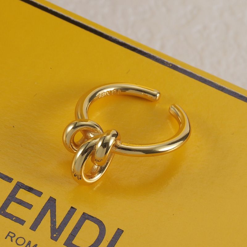 Affordable Fendi Filo F Open Ring In Metal Gold