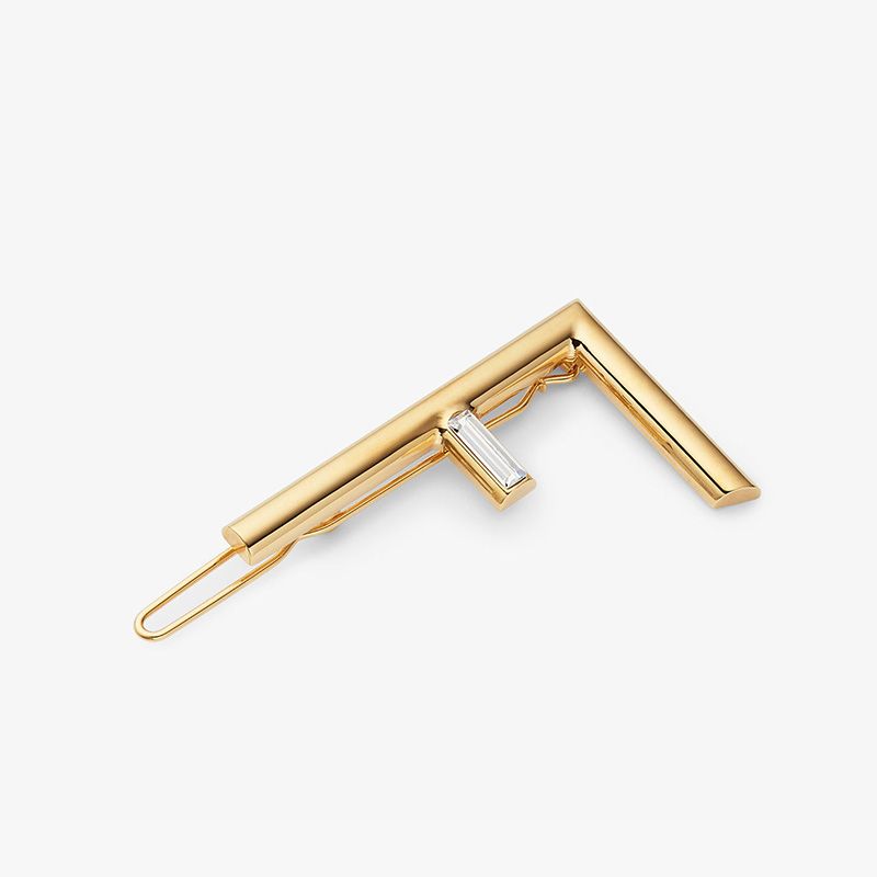 Affordable Fendi First Hair Clip In Metal with Crystals Gold