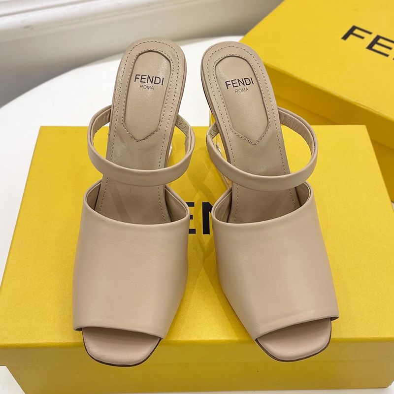 Affordable Fendi First Sandals Women Calf Leather Beige