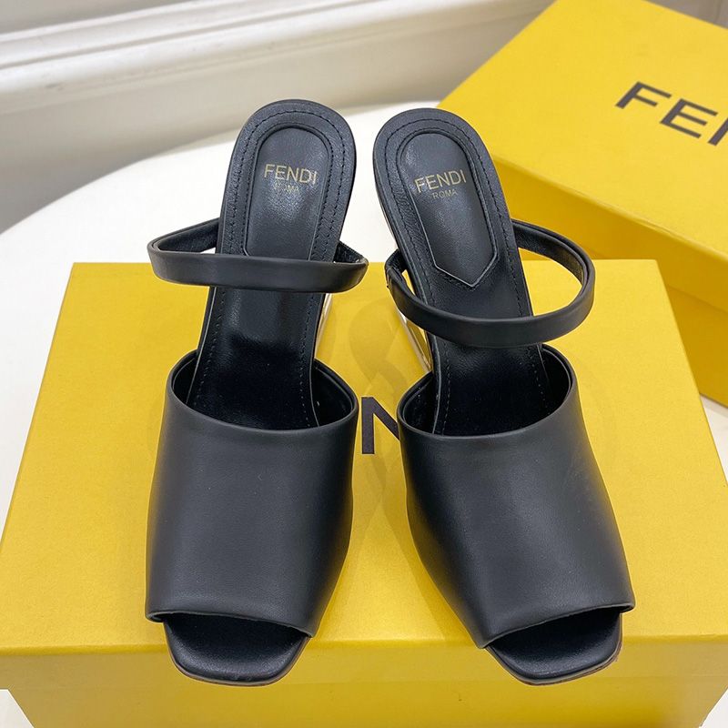 Affordable Fendi First Sandals Women Calf Leather Black