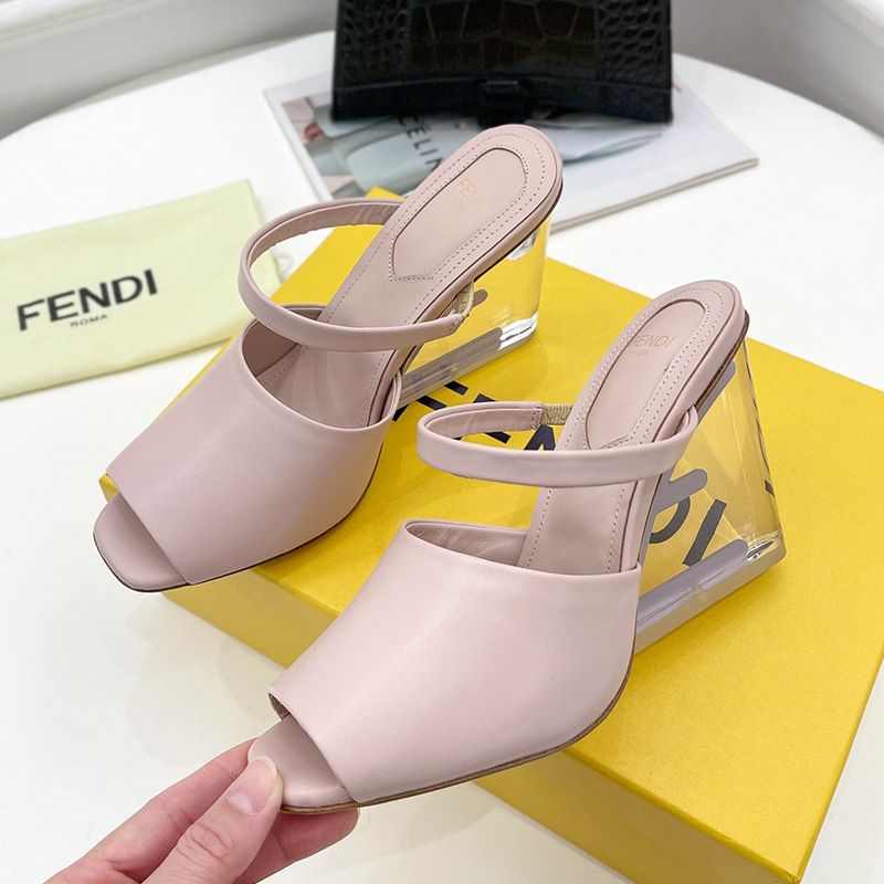 Affordable Fendi First Sandals Women Calf Leather Pink