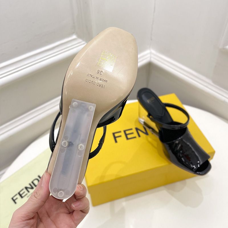 Affordable Fendi First Sandals Women Patent Leather Black