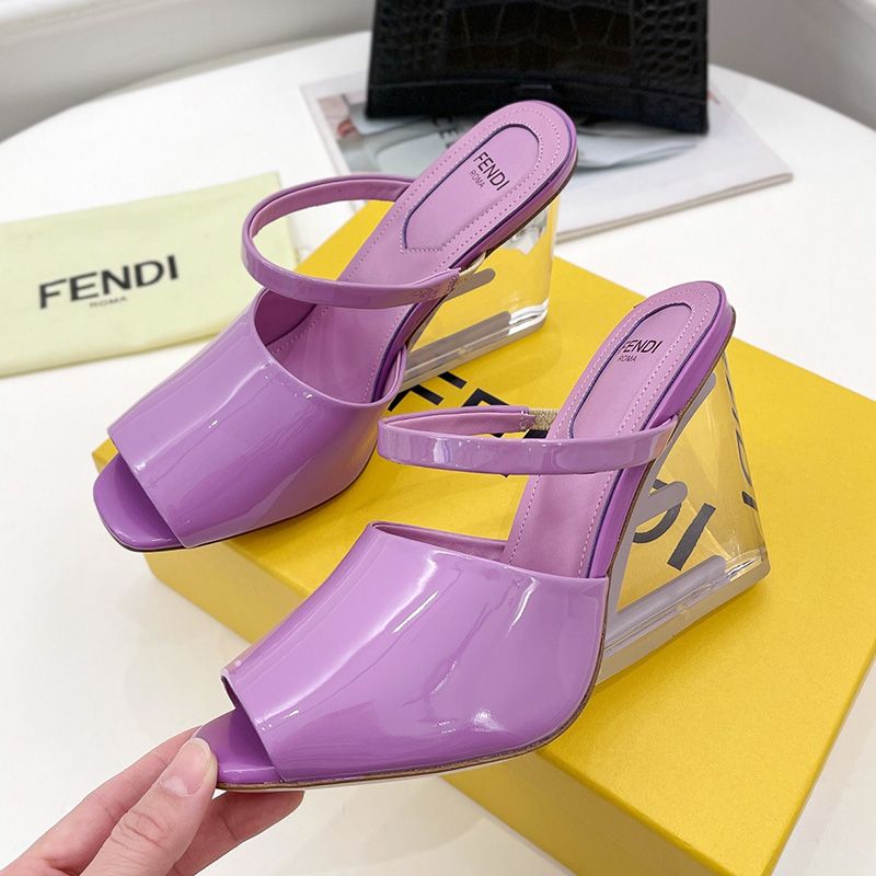 Affordable Fendi First Sandals Women Patent Leather Purple