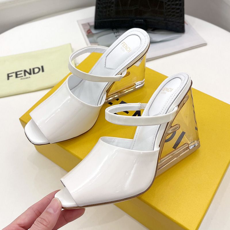 Affordable Fendi First Sandals Women Patent Leather White