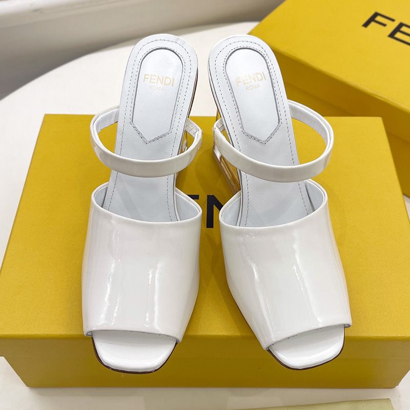 Affordable Fendi First Sandals Women Patent Leather White