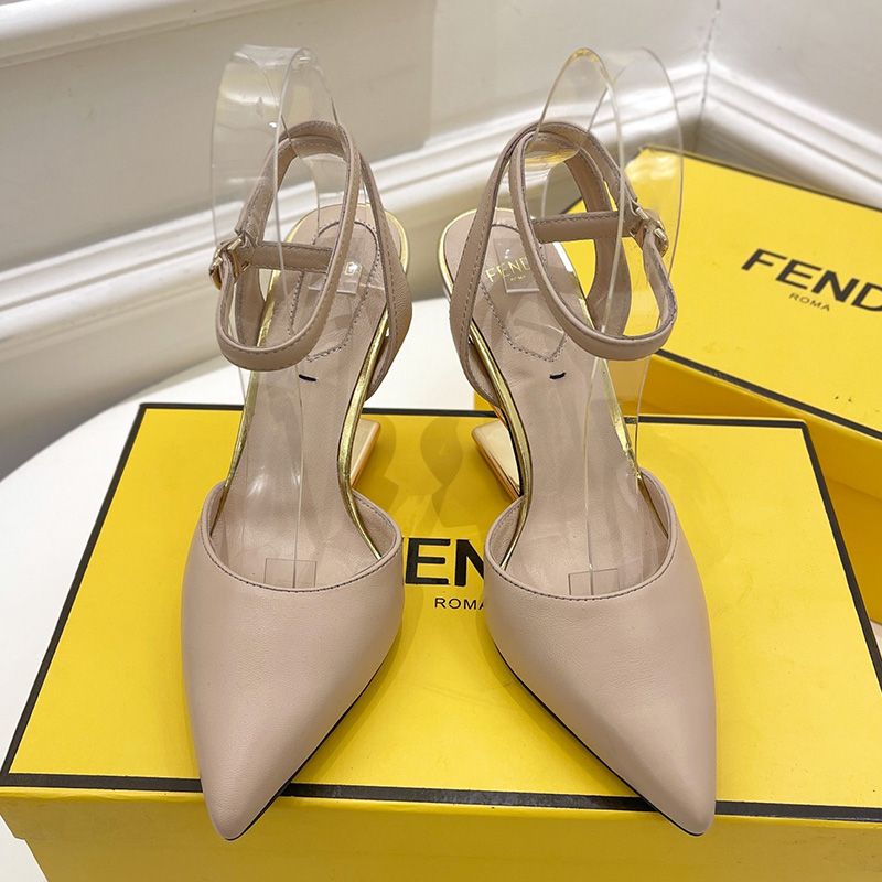 Affordable Fendi First Slingback Pumps Women Calf Leather Beige