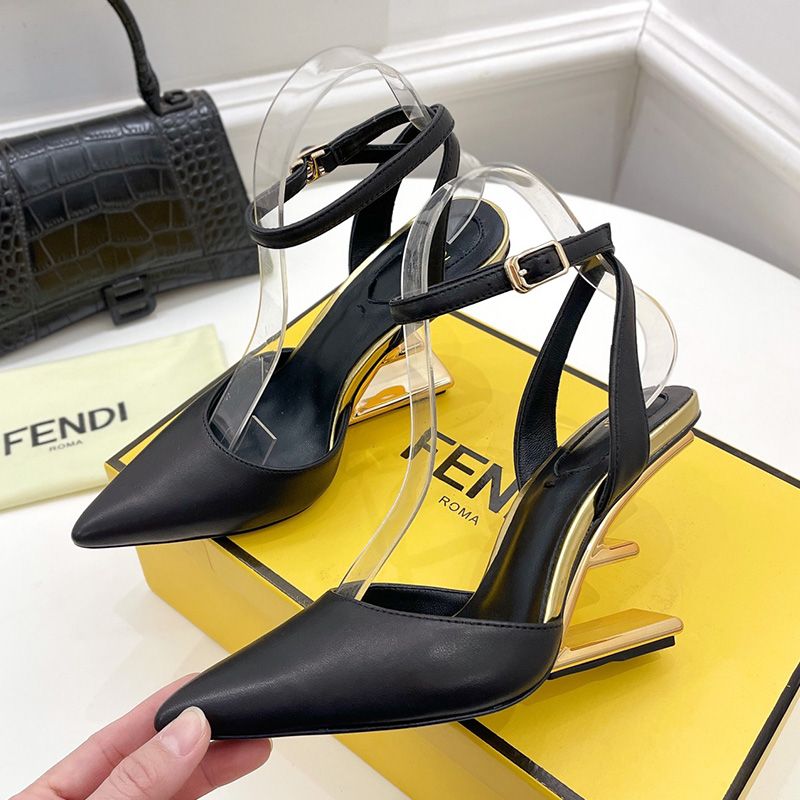 Affordable Fendi First Slingback Pumps Women Calf Leather Black