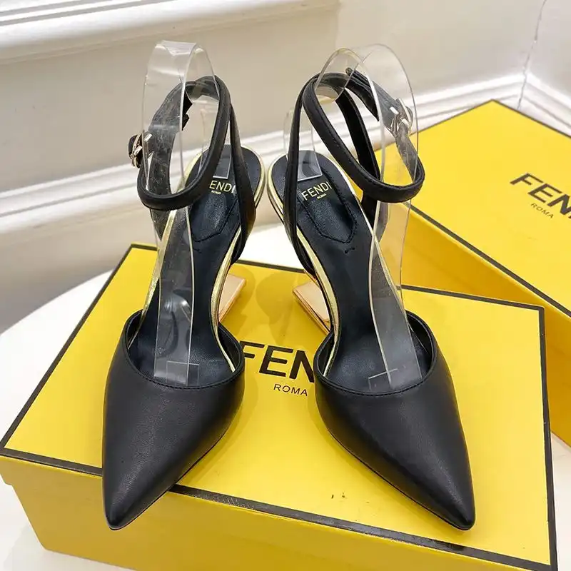 Affordable Fendi First Slingback Pumps Women Calf Leather Black HOT SALE