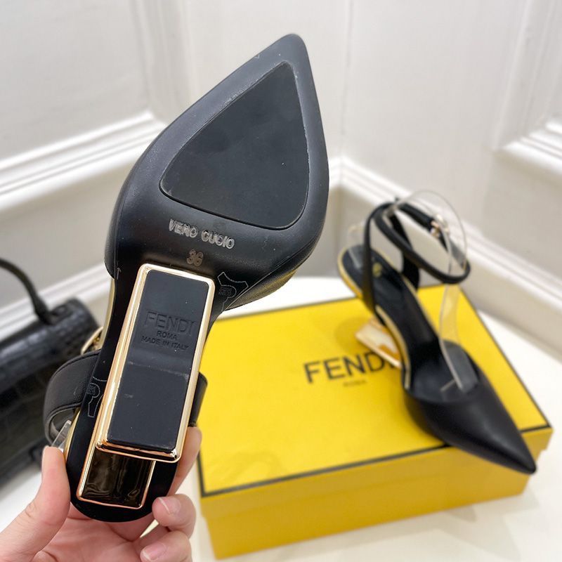 Affordable Fendi First Slingback Pumps Women Calf Leather Black