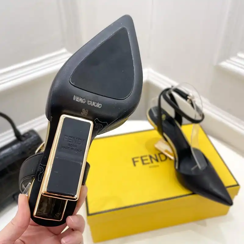 Affordable Fendi First Slingback Pumps Women Calf Leather Black HOT SALE