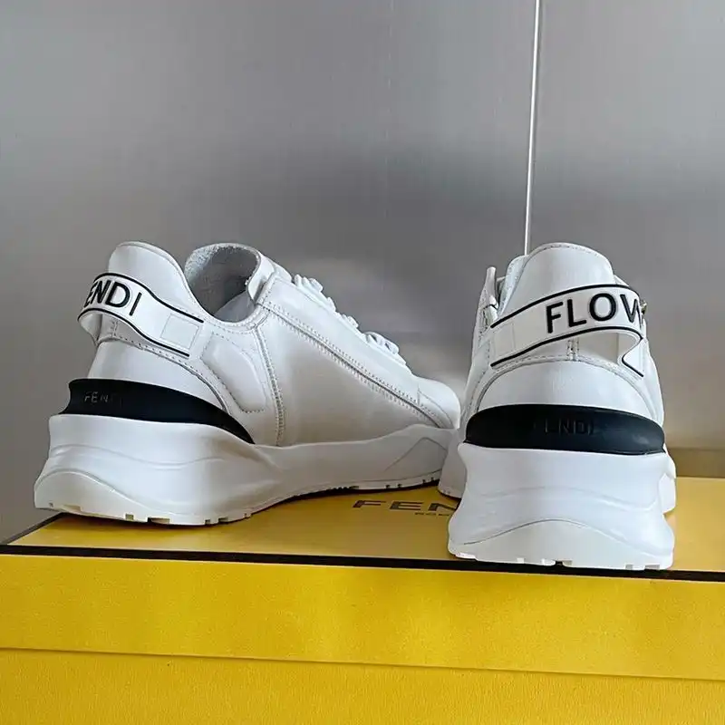 Affordable Fendi Flow Sneakers Men Leather White HOT SALE