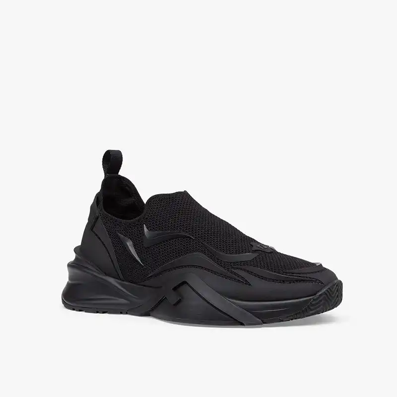 Fendi Flow Sneakers Unisex Mesh Black HOT SALE