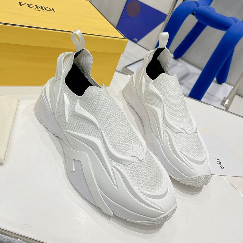 Affordable Fendi Flow Sneakers Unisex Mesh White