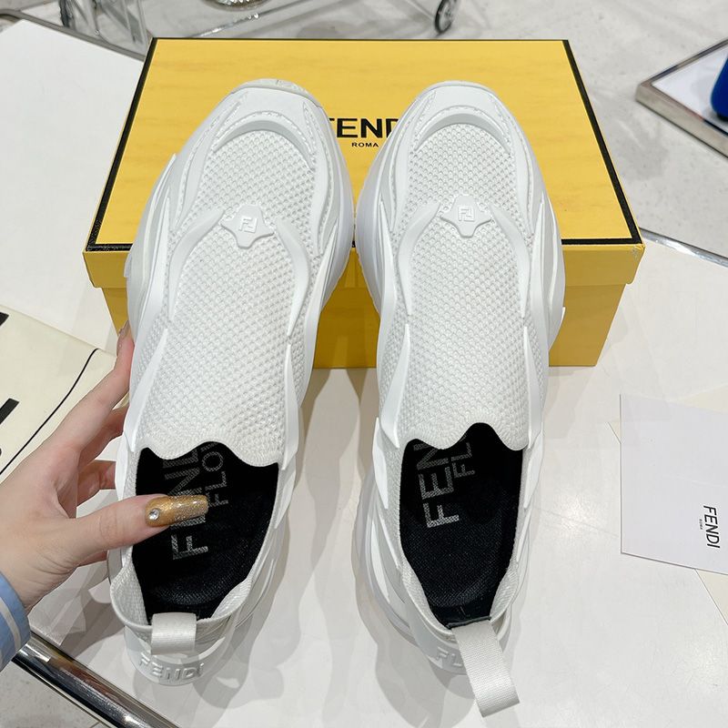 Affordable Fendi Flow Sneakers Unisex Mesh White