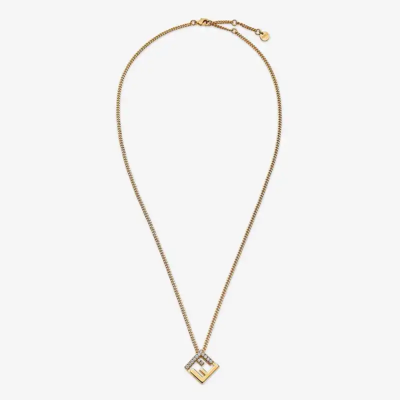 HOT Fendi Forever Necklace In Metal with Crystals Gold