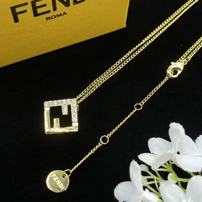 Affordable Fendi Forever Necklace In Metal with Crystals Gold