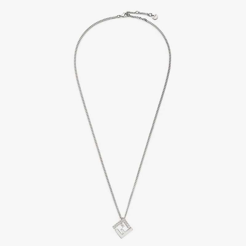 Affordable Fendi Forever Necklace In Metal with Crystals Palladium