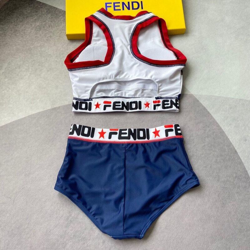 Affordable Fendi Gym Set Women Fila Logo Motif Lycra Blue White