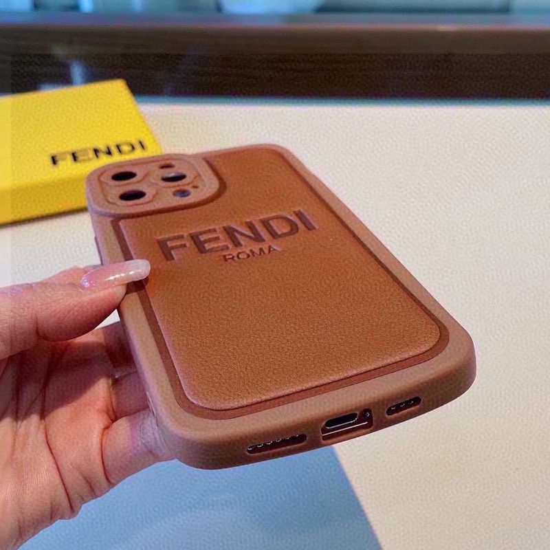 Affordable Fendi iPhone Case In Fendi Roma Motif Silicone Brown