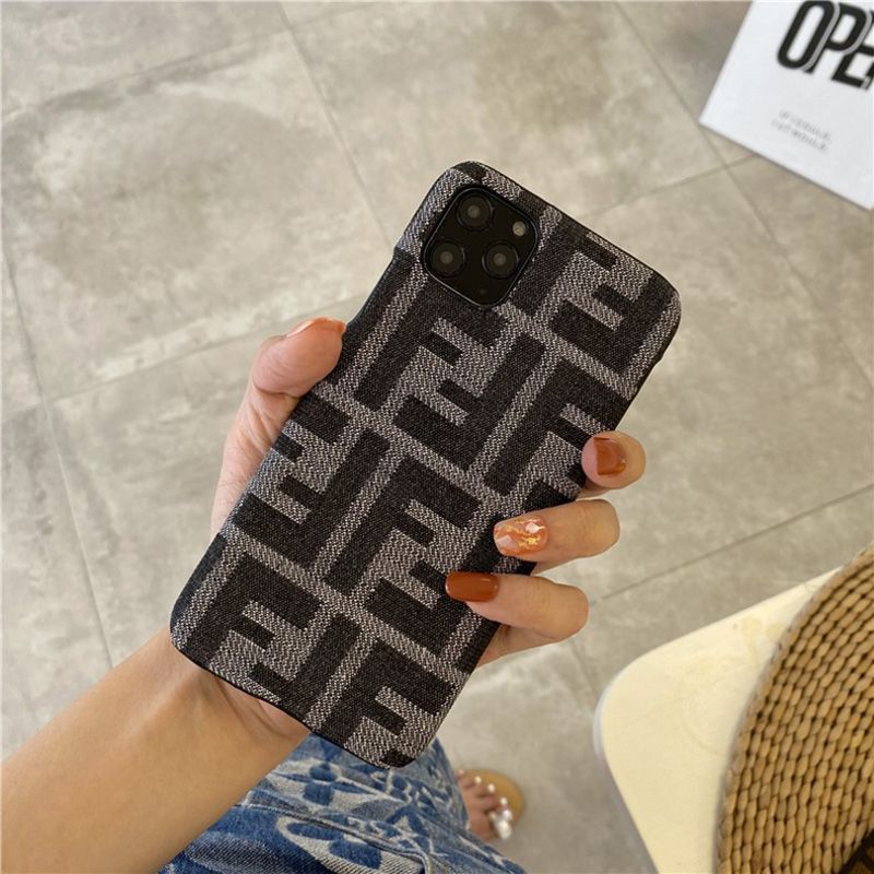 Affordable Fendi iPhone Case In FF Motif Fabric Black