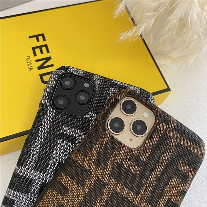 Affordable Fendi iPhone Case In FF Motif Fabric Black