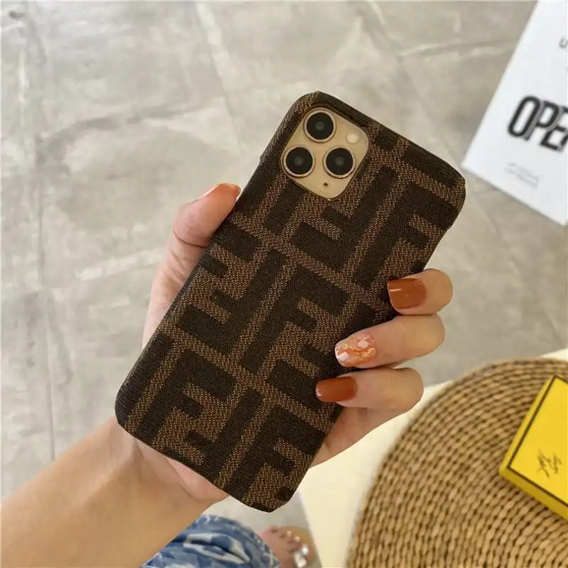 Affordable Fendi iPhone Case In FF Motif Fabric Brown