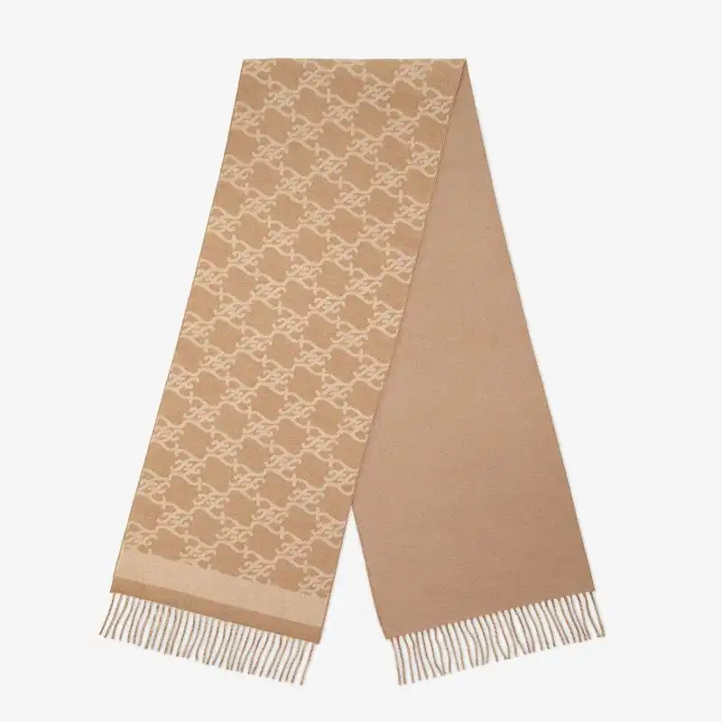 Fendi Karl Scarf Woman In Wool and Cashmere Beige