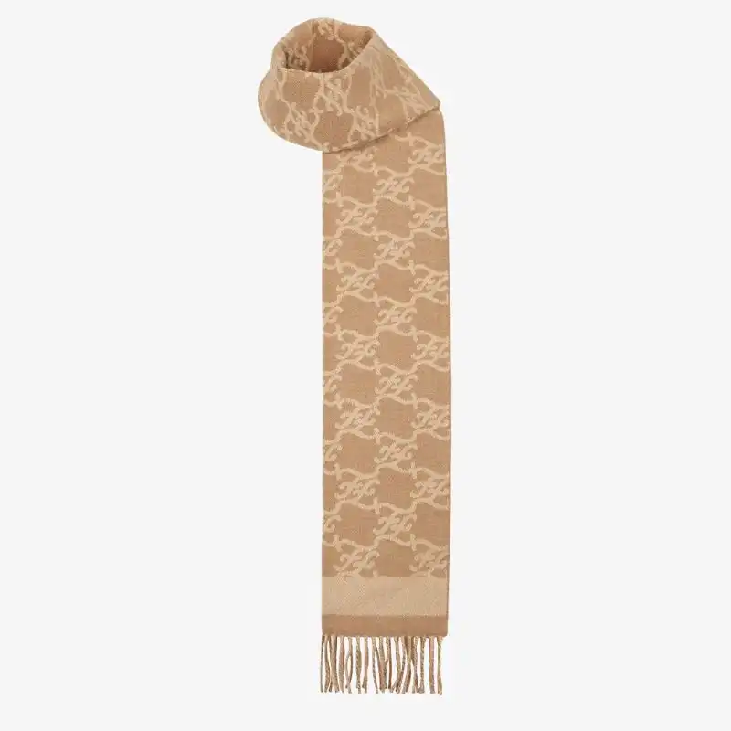 Affordable Fendi Karl Scarf Woman In Wool and Cashmere Beige