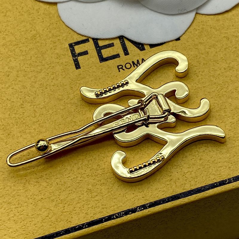 Affordable Fendi Karligraphy Hair Clip In Metal with Enamel Gold Purple