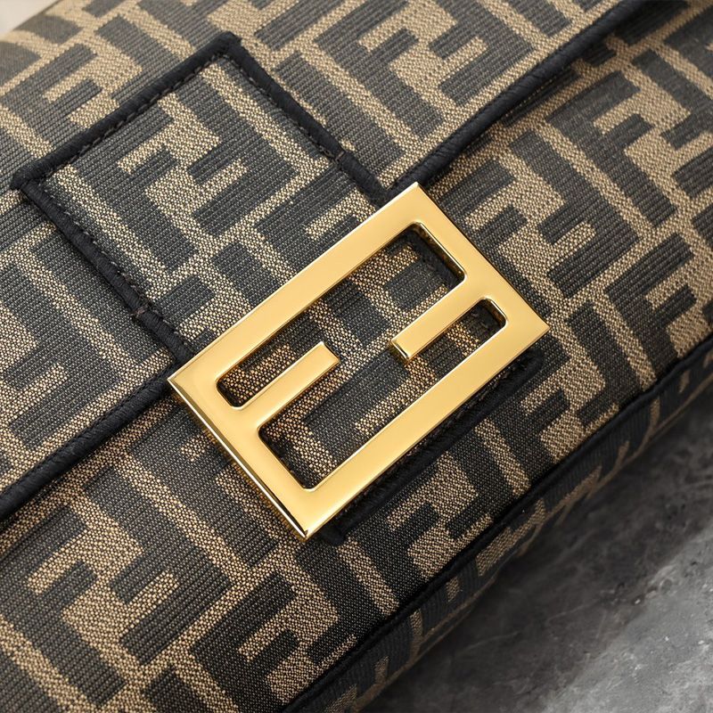 Affordable Fendi Large Baguette Bag In FF Motif Fabric Brown