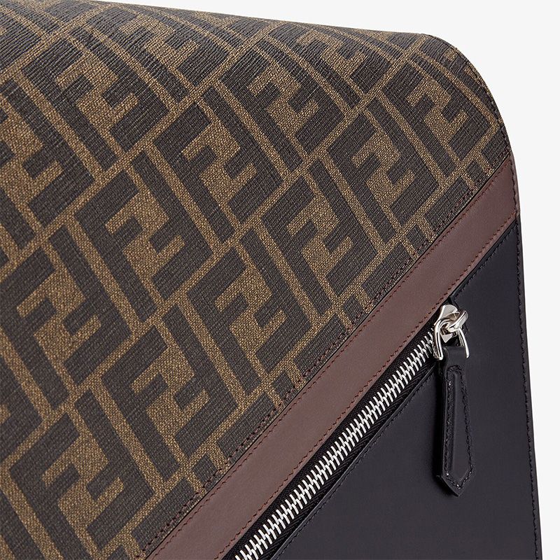 Affordable Fendi Large Messenger Bag In FF Motif Fabric Brown