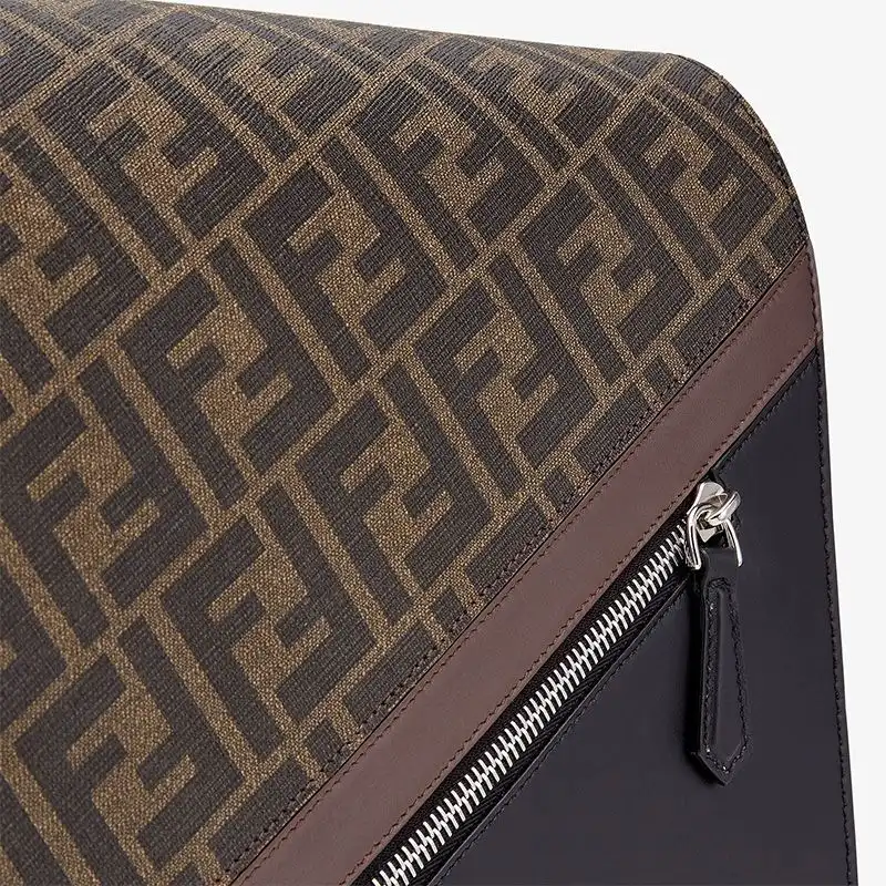 Cheap Affordable Fendi Large Messenger Bag In FF Motif Fabric Brown