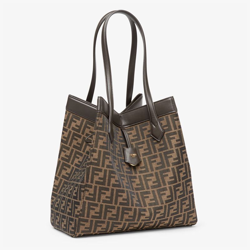 Affordable Fendi Large Origami Bag In FF Motif Fabric Brown