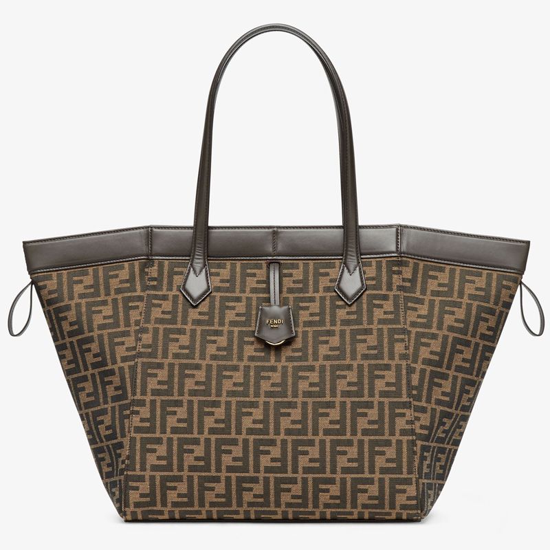 Affordable Fendi Large Origami Bag In FF Motif Fabric Brown