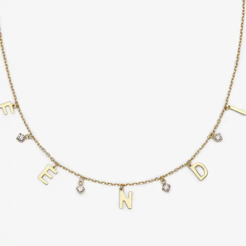 Cheap Fendi Lettering Necklace In Crystal Metal Gold