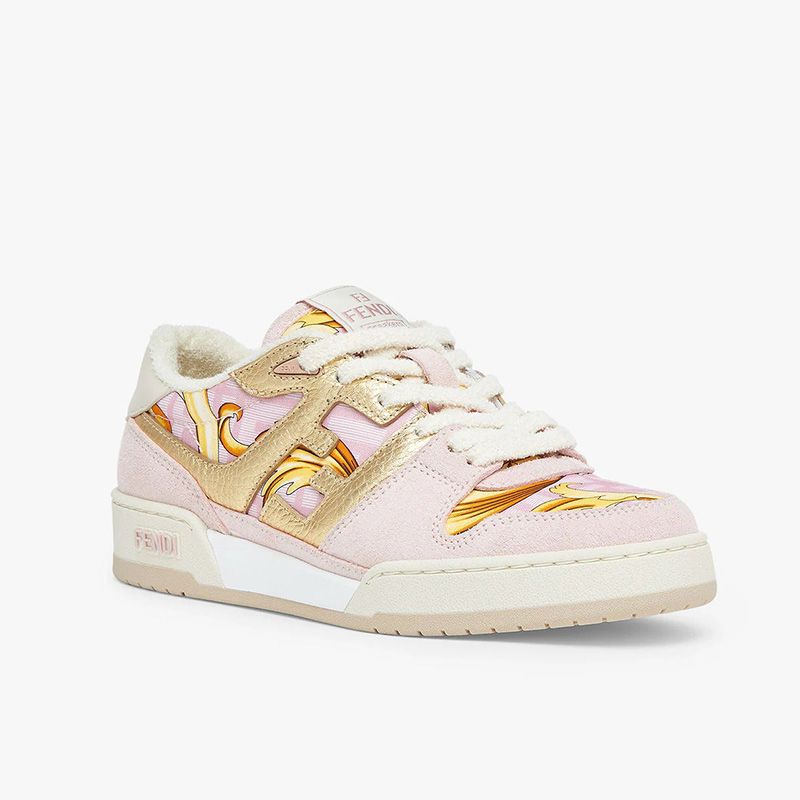 Affordable Fendi Match Compact Sneakers Unisex Fendace Suede Pink