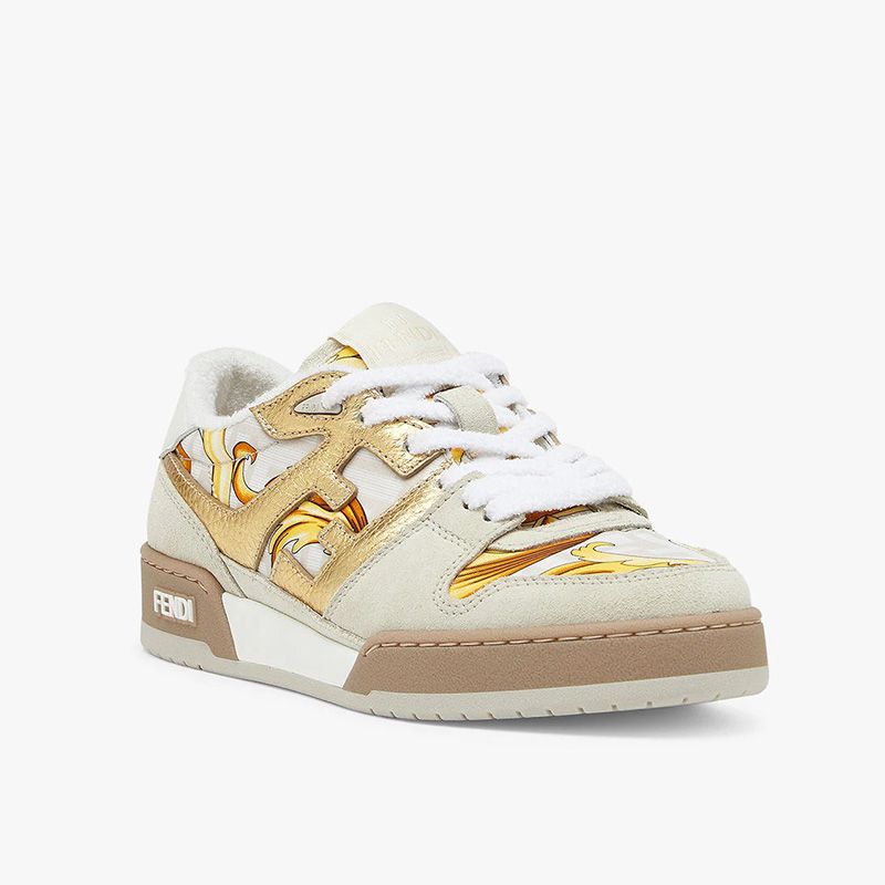 Affordable Fendi Match Compact Sneakers Unisex Fendace Suede White