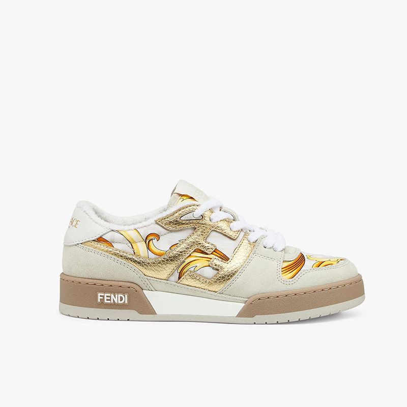 Affordable Fendi Match Compact Sneakers Unisex Fendace Suede White