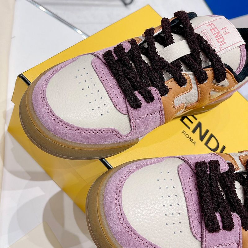 Affordable Fendi Match Compact Sneakers Unisex Suede Pink