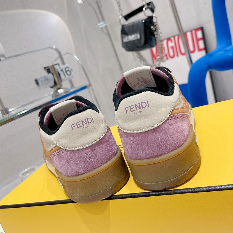 Affordable Fendi Match Compact Sneakers Unisex Suede Pink