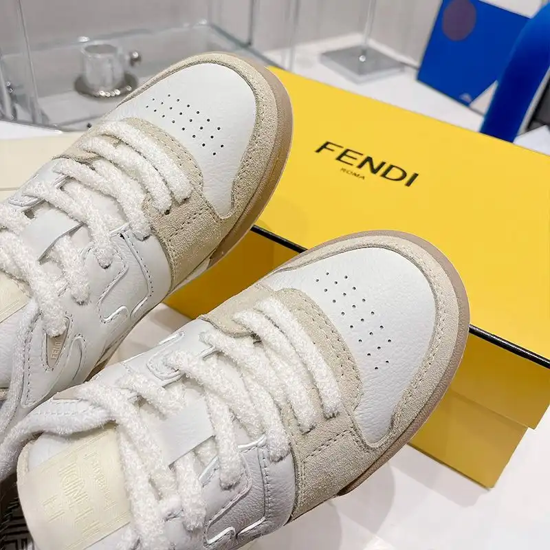 Affordable Fendi Match Compact Sneakers Unisex Suede White