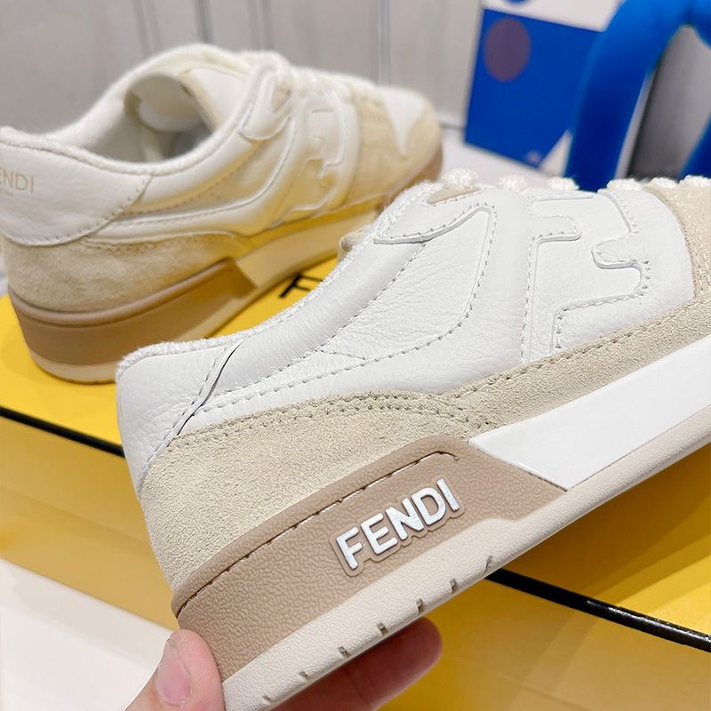 Affordable Fendi Match Compact Sneakers Unisex Suede White