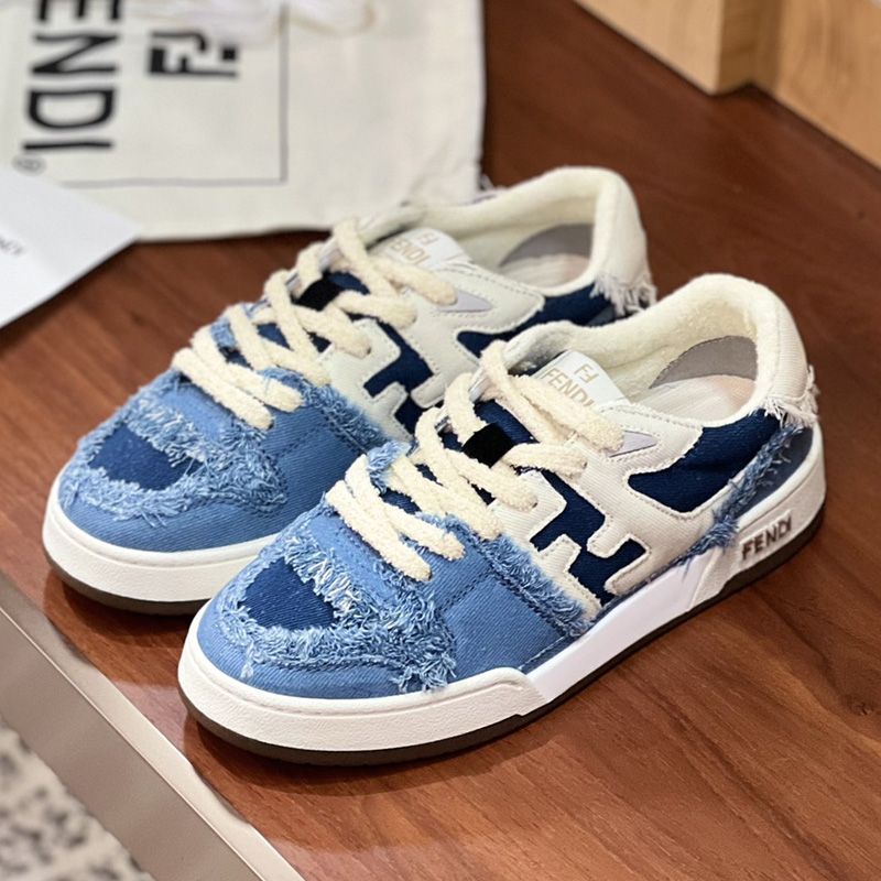 Affordable Fendi Match Compact Sneakers Unisex Denim Blue